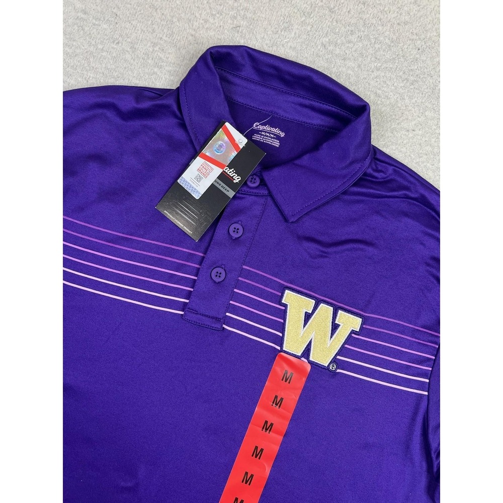 Washington‎ Huskies Shirt Mens Medium Purple NCAA Football Captivating Polo NEW